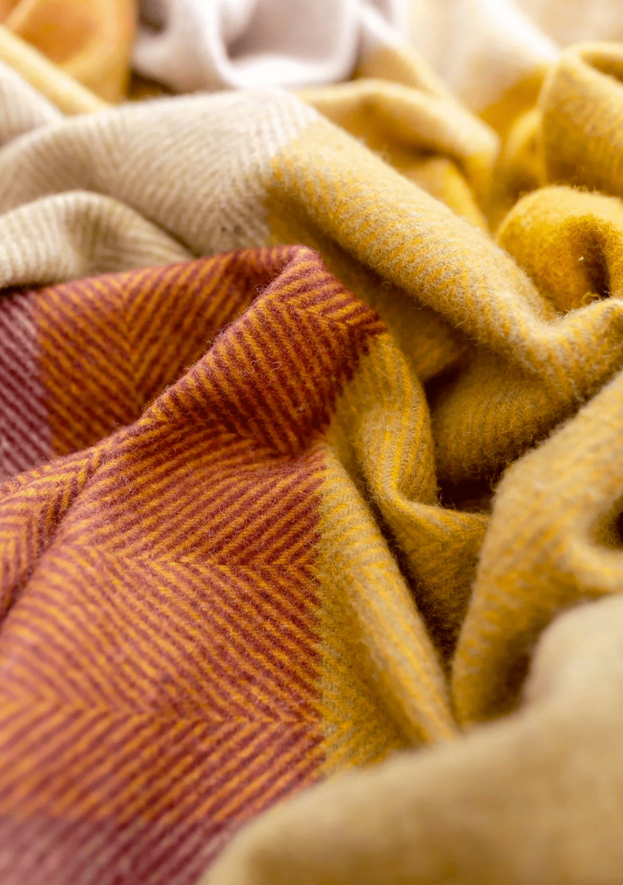 Recycled Wool Blanket in Berry Herringbone Block Check - The Bristol Artisan Handmade Sustainable Gifts and Homewares.