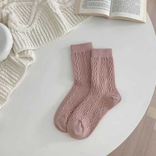 Women’s Retro Warm Twist Socks - dusky pink - THE BRISTOL ARTISAN