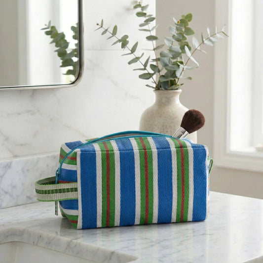 Eco Woven Wash Bag - Blue and Grass Green - THE BRISTOL ARTISAN