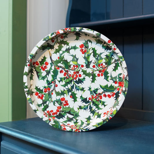 Holly Round Tin Tray - THE BRISTOL ARTISAN
