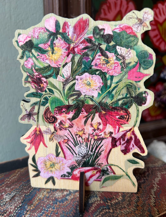 Tulips & Peonies Card with Birch Keepsake and Stand - THE BRISTOL ARTISAN