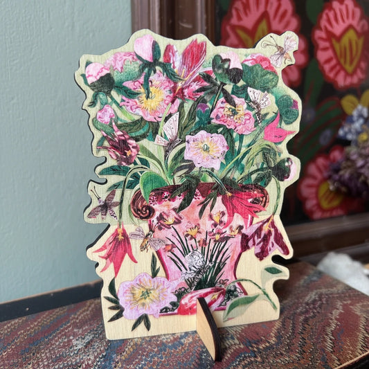 Tulips & Peonies Card with Birch Keepsake and Stand - THE BRISTOL ARTISAN