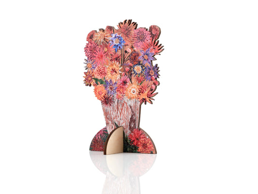 Dazzling Dahlias Card with Birch Keepsake and Stand - THE BRISTOL ARTISAN