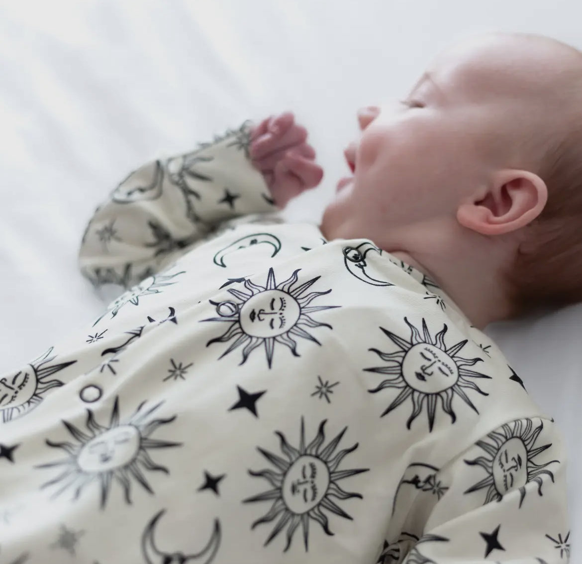 Sun & Moon print baby sleep suit by Fred & Noah - THE BRISTOL ARTISAN