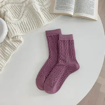 Women’s Retro Warm Twist Socks- Lilac