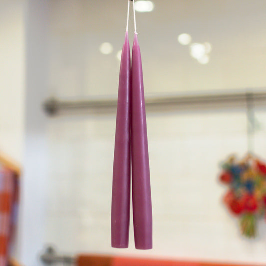 Mauve Taper Candles - Pair - THE BRISTOL ARTISAN