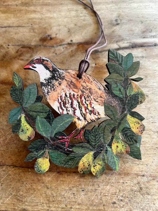 Festive Partridge Birch Plywood Decoration- - THE BRISTOL ARTISAN