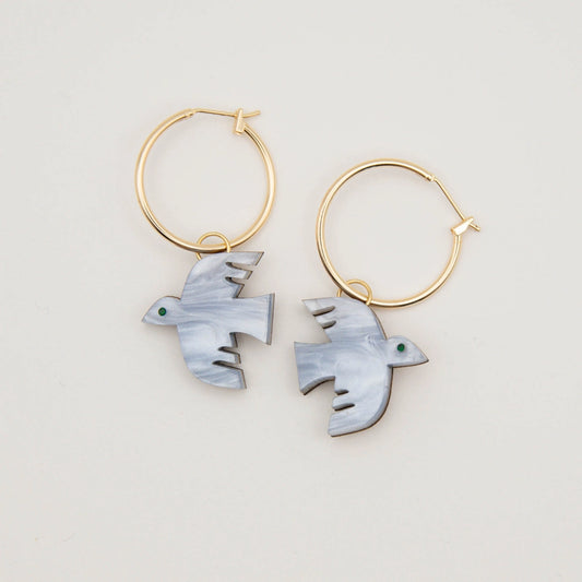 Flight bird Hoops - Marble White - THE BRISTOL ARTISAN