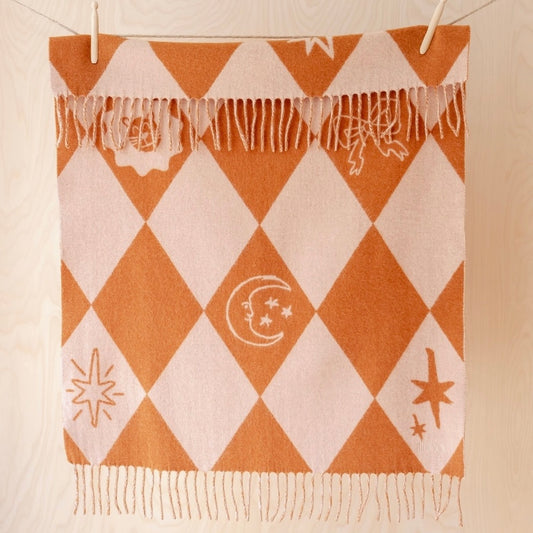 Lambswool Baby Blanket - Harlequin Jacquard - THE BRISTOL ARTISAN