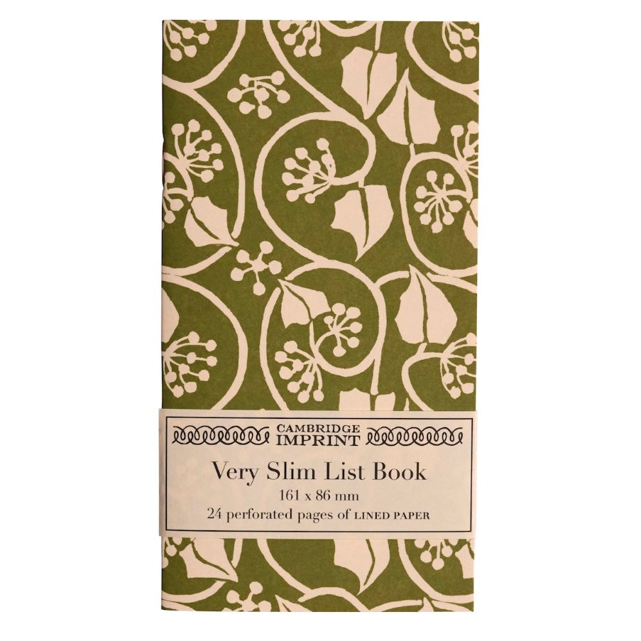 Very Slim List Book Small Ivy Stripe Sage Green - THE BRISTOL ARTISAN