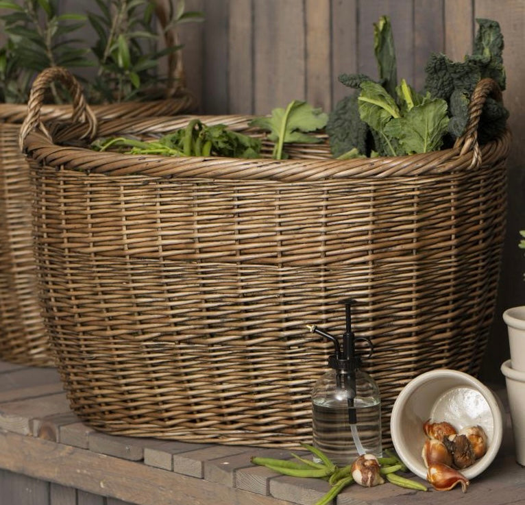 Extra Large Willow Shopping Storage Basket with Side Handles - THE BRISTOL ARTISAN