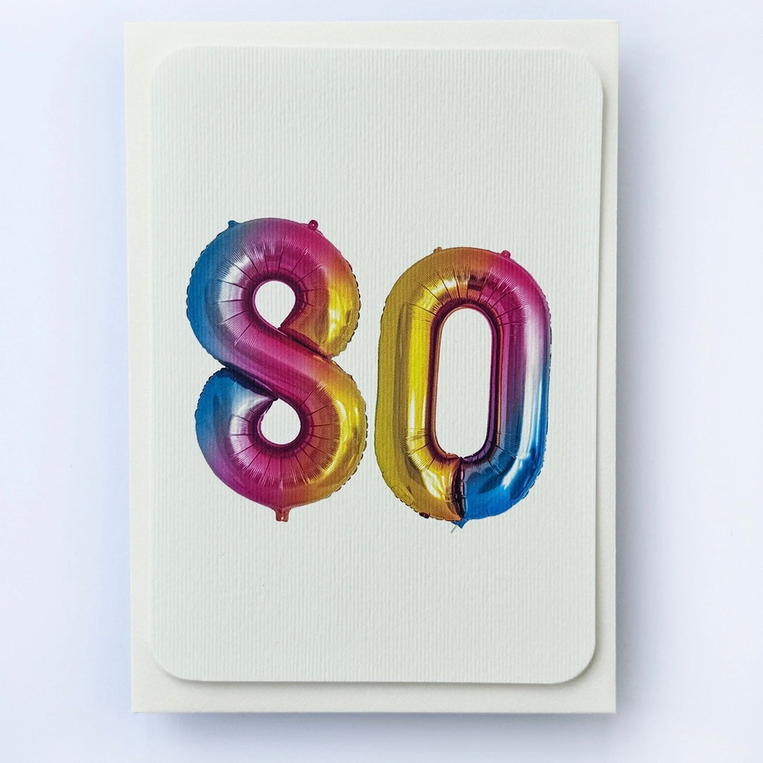 Birthday Balloon No. 80 Card - THE BRISTOL ARTISAN