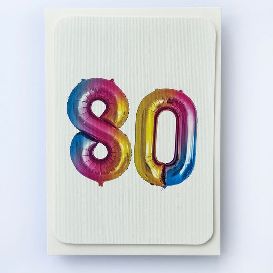 Birthday Balloon No. 80 Card - THE BRISTOL ARTISAN