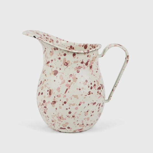 Pink Splatterware Enamel Pitcher Jug - THE BRISTOL ARTISAN