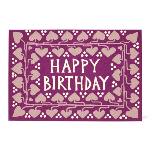Happy Birthday Purple Hearts Card - THE BRISTOL ARTISAN
