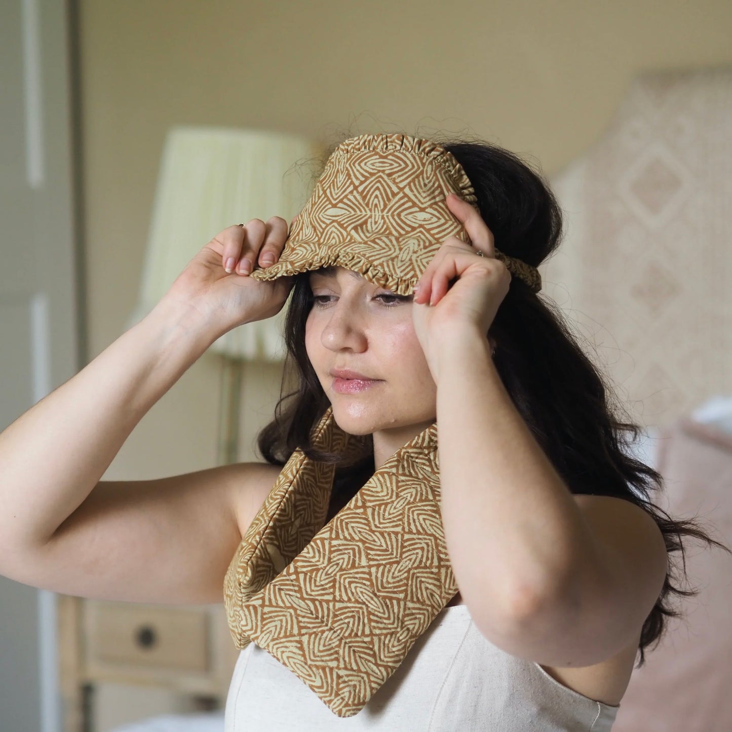 Block Print Eye Mask - Antique Gold - THE BRISTOL ARTISAN