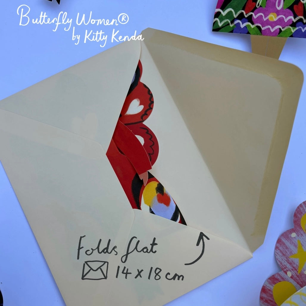Butterfly Woman Sitting ‘Happy Birthday’ Card - THE BRISTOL ARTISAN