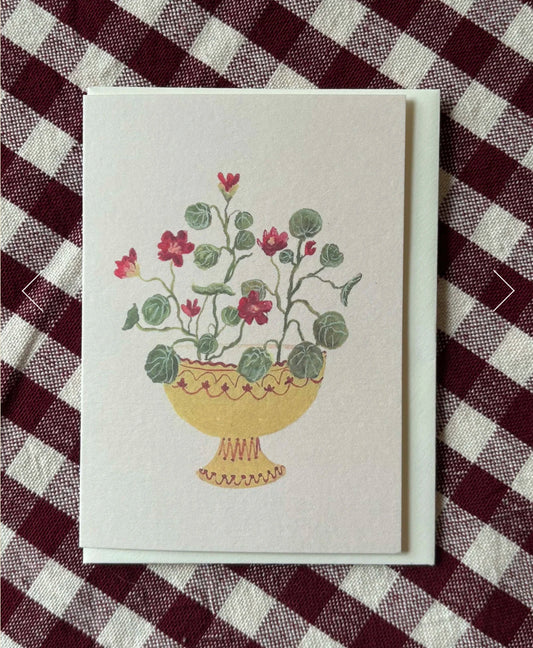 Crimson Nasturtium Mini Card - THE BRISTOL ARTISAN