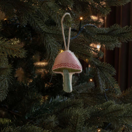 Embroidered Cotton Christmas Decoration - Mushroom - THE BRISTOL ARTISAN