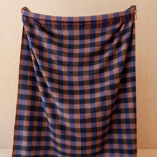Recycled Wool Blanket in Midnight Gingham - THE BRISTOL ARTISAN