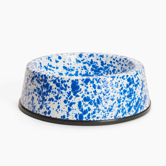 Blue Splatter Enamelware Large Dog Bowl - THE BRISTOL ARTISAN