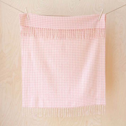 Lambswool Baby Blanket - Pink Gingham - THE BRISTOL ARTISAN