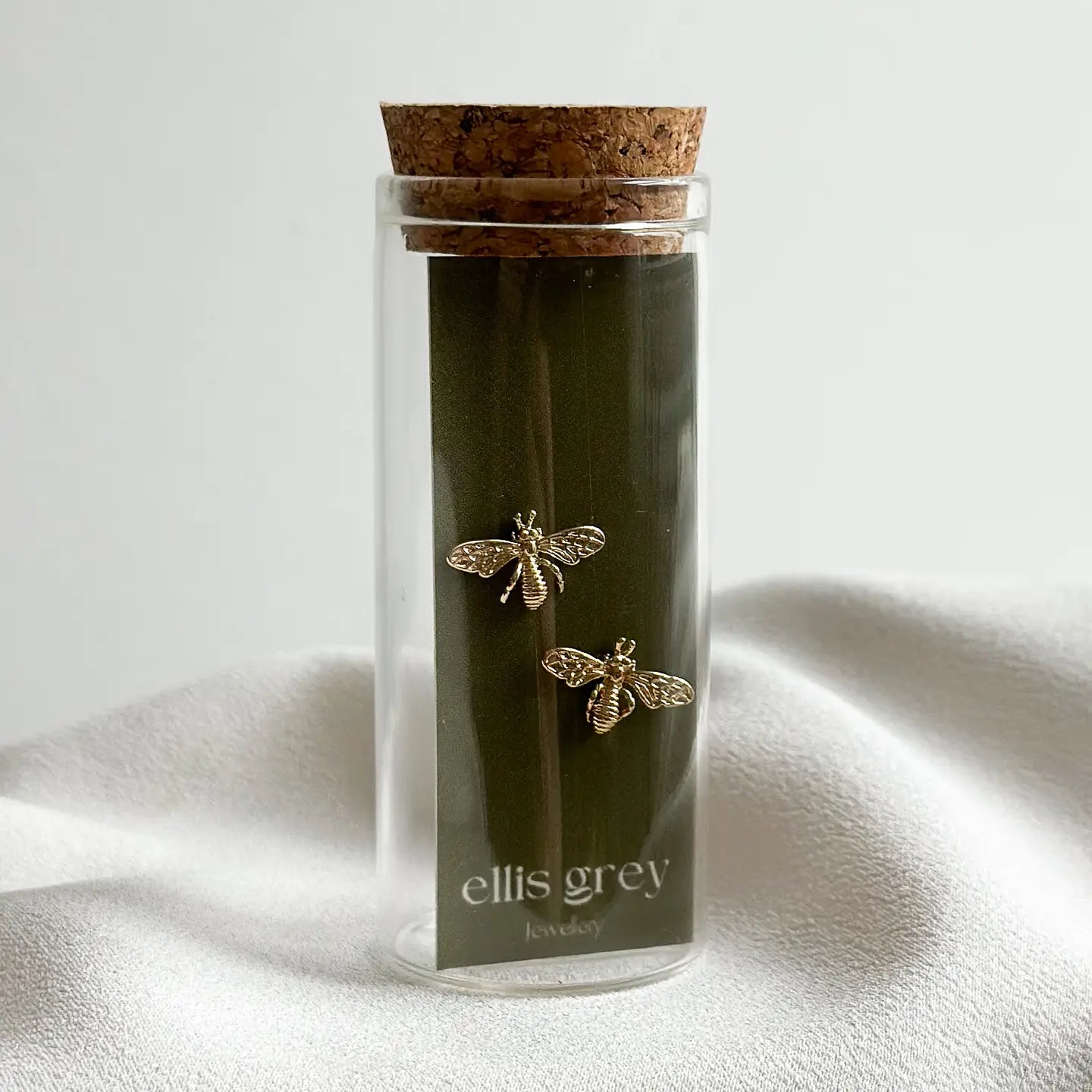 Glass Vial - 18k Gold Bee Stud Earrings - THE BRISTOL ARTISAN