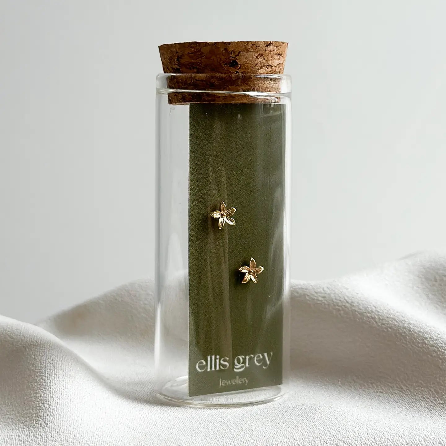 Glass Vial - 18k Gold Flower Stud Earrings - THE BRISTOL ARTISAN