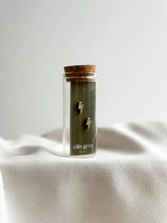 Glass Vial - 18k Gold Lightening Stud Earrings - THE BRISTOL ARTISAN