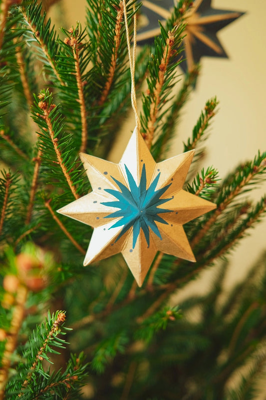 Golden Paper Star Christmas Decoration - THE BRISTOL ARTISAN