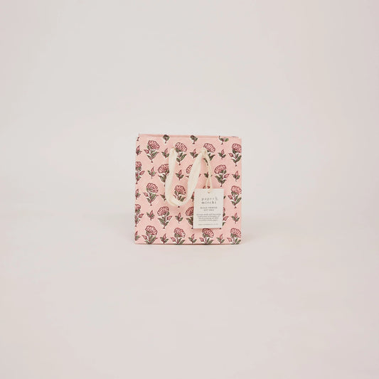 Hand Block Printed Small Gift Bag - Ditsy Floral Blush - THE BRISTOL ARTISAN