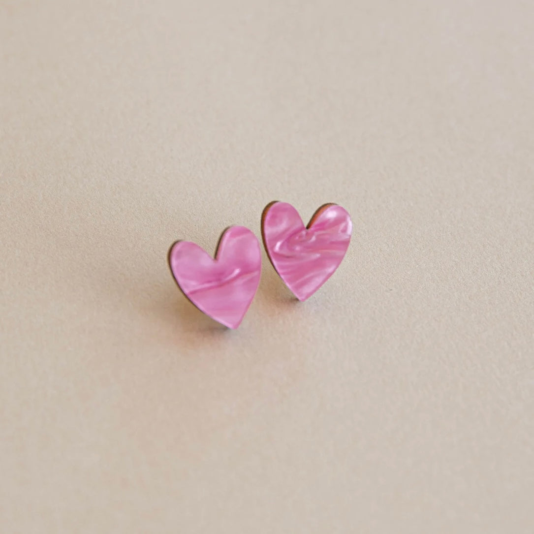 I Heart You Stud Earrings - Pink - THE BRISTOL ARTISAN