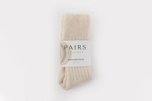 Ultra soft ribbed alpaca bed socks - cream - THE BRISTOL ARTISAN
