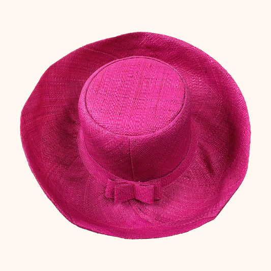 Large Raffia Summer Hat - Pink