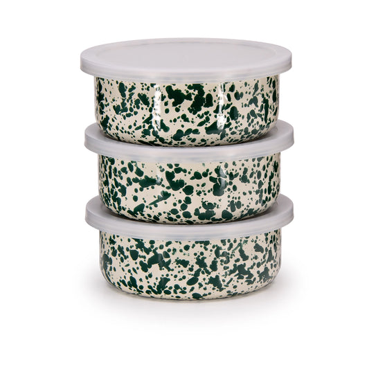 Green Splatter Enamel Storage Box - THE BRISTOL ARTISAN