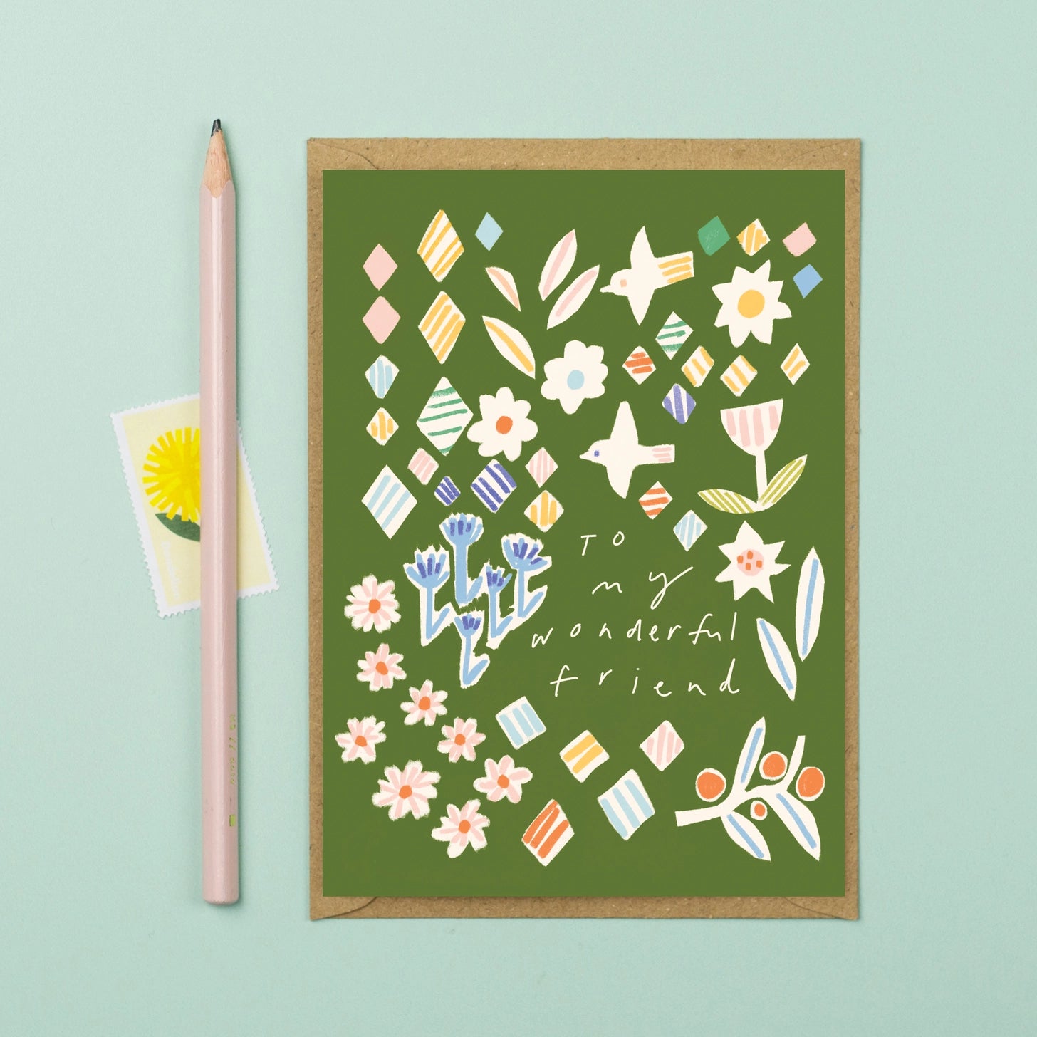 Wonderful Friend Folk card - THE BRISTOL ARTISAN
