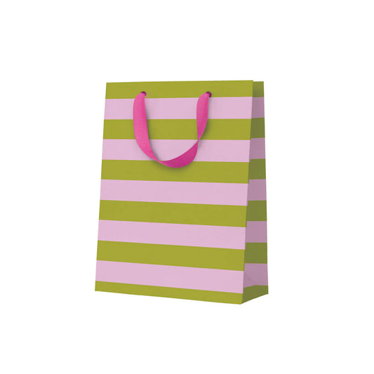 Green and Pink Stripe Small Gift Bag - THE BRISTOL ARTISAN