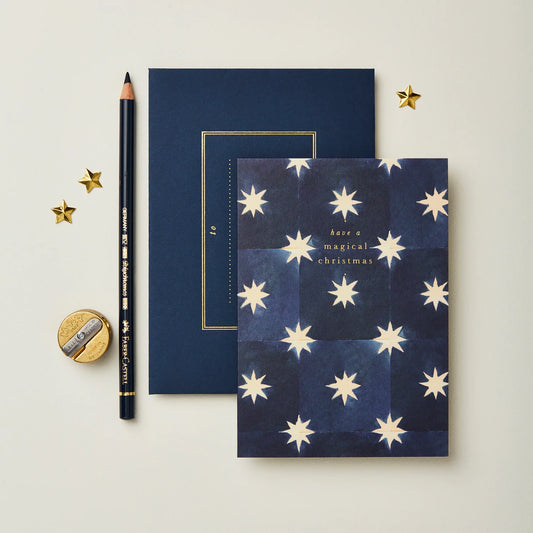 Navy stars ‘ Magical Christmas’ Card - THE BRISTOL ARTISAN