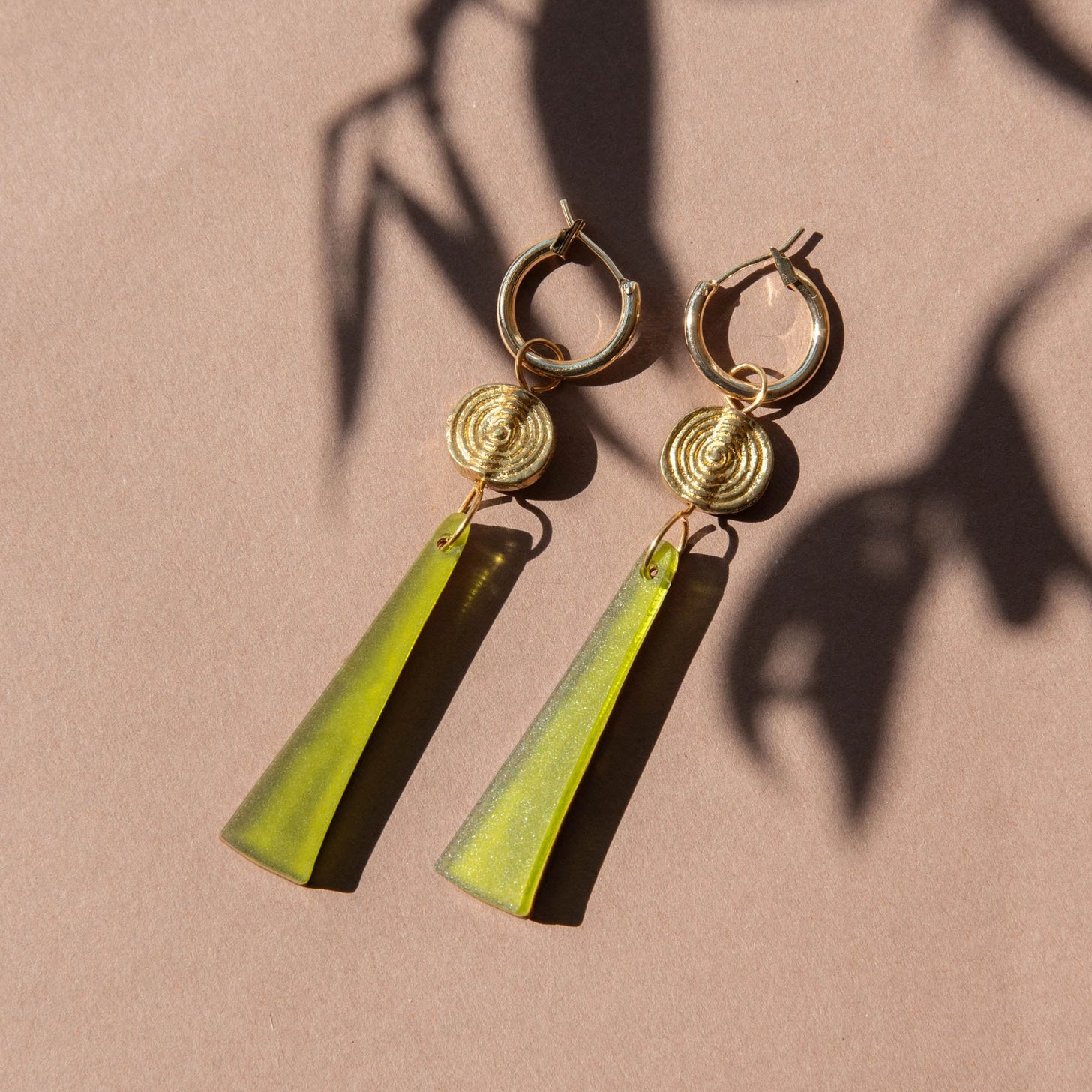 Power Drop Hoop Earrings - Moss Green - THE BRISTOL ARTISAN
