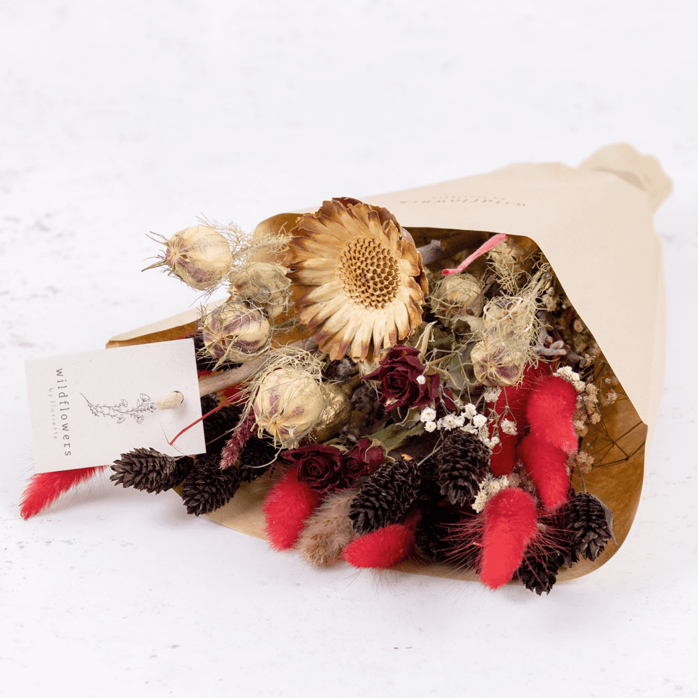 Small Dried Flower Bouquet, Scarlet - The Bristol Artisan Handmade Sustainable Gifts and Homewares.