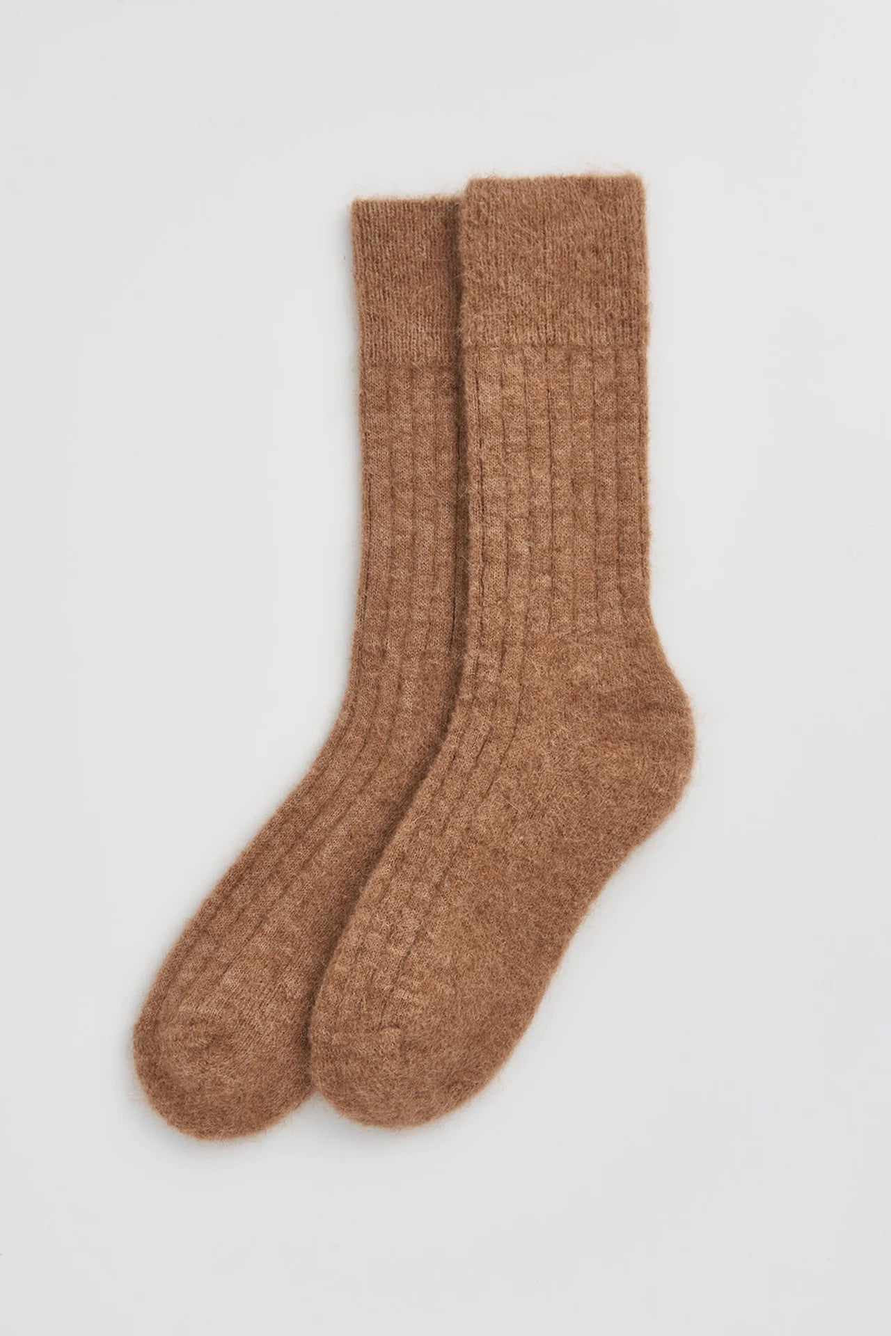 Ultra Soft Alpaca Ribbed Bed Socks - Beige - THE BRISTOL ARTISAN