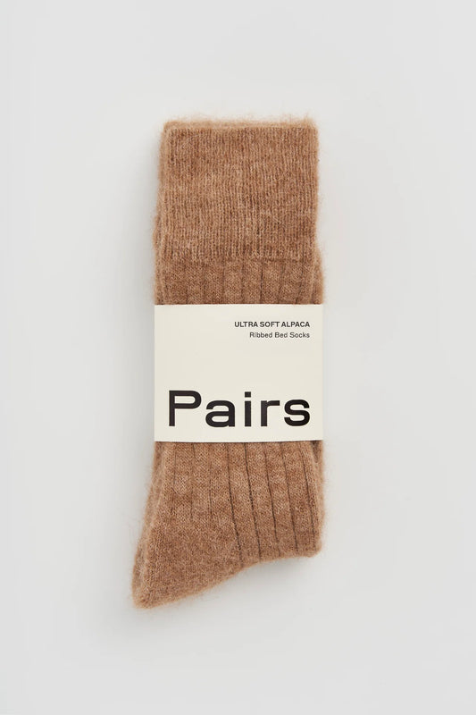Ultra Soft Alpaca Ribbed Bed Socks - Beige - THE BRISTOL ARTISAN