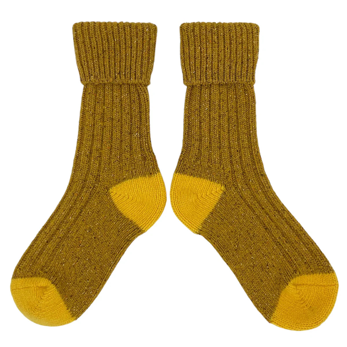 Unisex Recycled Silk Blend Ribbed Socks - Mustard & Yellow - 8-11 - THE BRISTOL ARTISAN