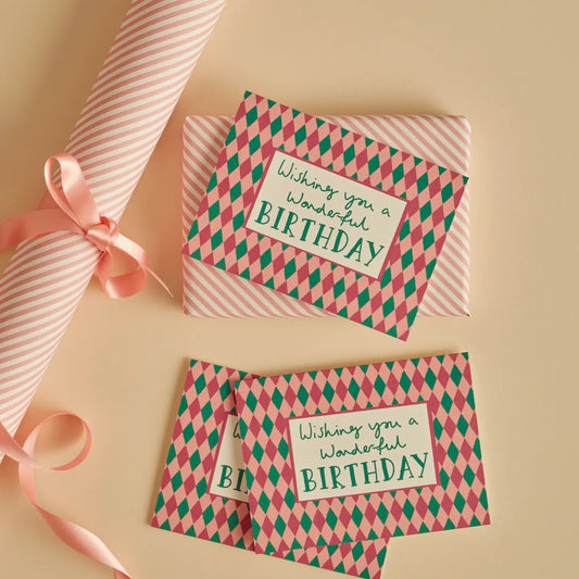 Wonderful Birthday Harlequin Card - THE BRISTOL ARTISAN