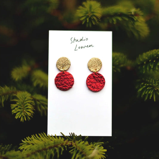 Hollie Leather Earrings - Metallic Berry - THE BRISTOL ARTISAN