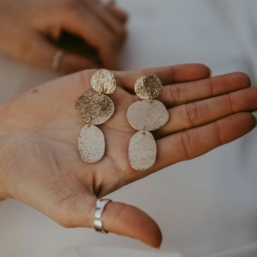Kensa Leather Dangle Earrings - Bronze - THE BRISTOL ARTISAN
