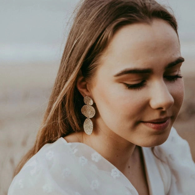 Kensa Leather Dangle Earrings - Bronze - THE BRISTOL ARTISAN