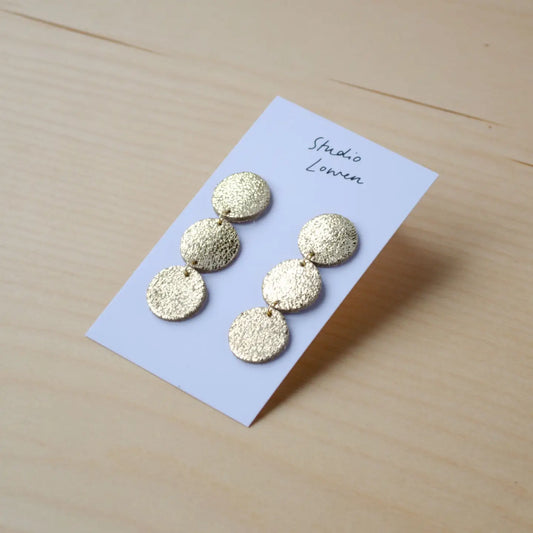 Steren Leather Statement Earrings - Gold - THE BRISTOL ARTISAN