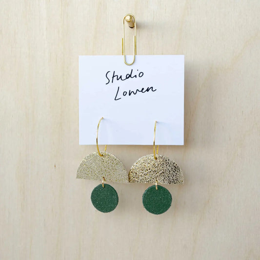 Sunrise Hoop Suede Earrings - Moss Green - THE BRISTOL ARTISAN
