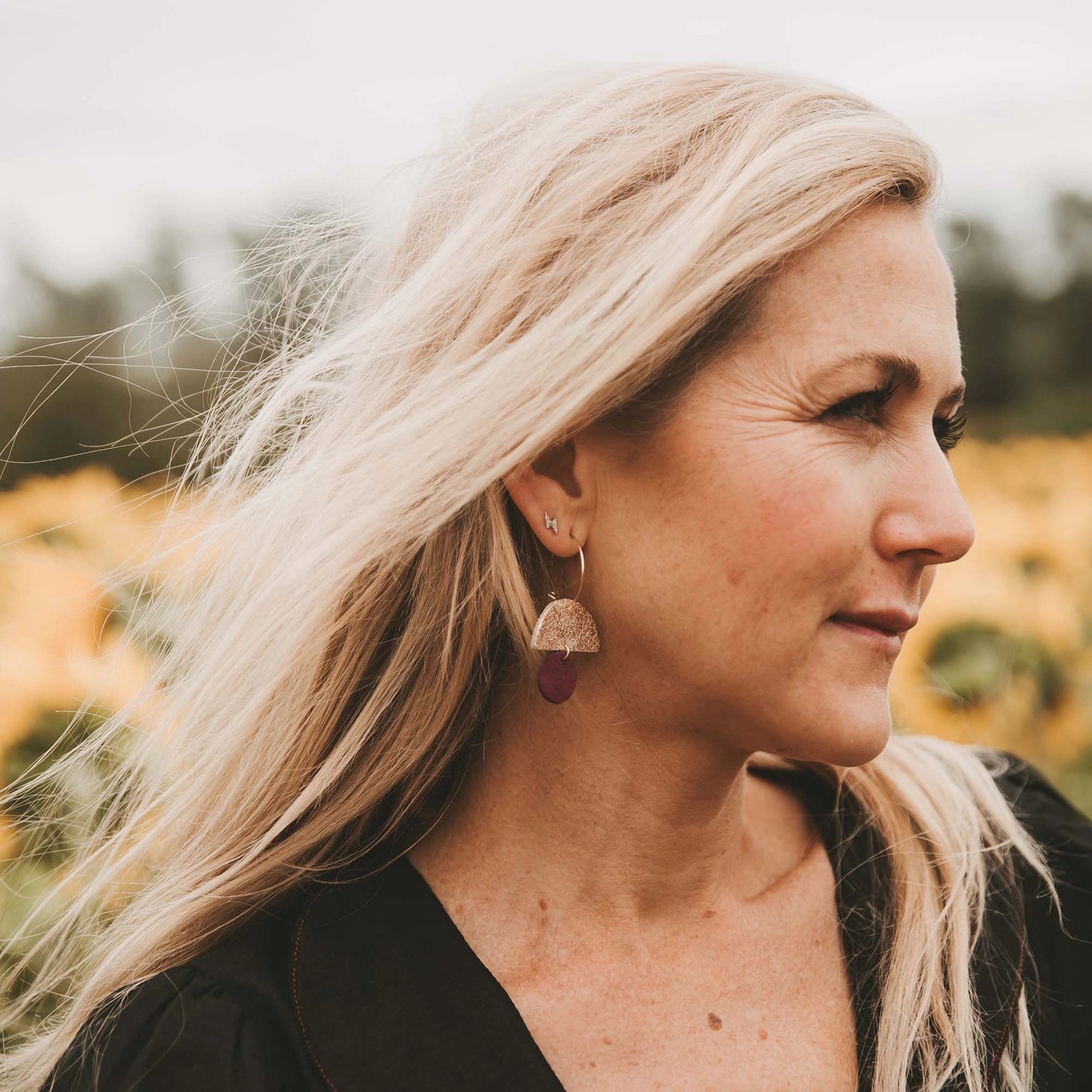 Sunrise Hoop Suede Earrings - Moss Green - THE BRISTOL ARTISAN